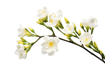 Colorful tropical flowers element isolated on transparent background, branch of floral for mock up or decor inviting card. greeting and invitation decoration design.