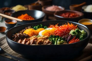 ?The camera is moving closer to show a tasty and well-liked Korean dish called Bibimbap. Sometimes, it's hard to figure out what's happening or why it's happening.. AI Generated