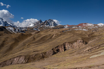 Scenic view on the hike up to Rainbow Mountain, Cusco, Peru.
