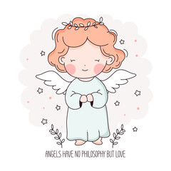 Cute cartoon baby angel for Christmas and Easter. Vector illustration.