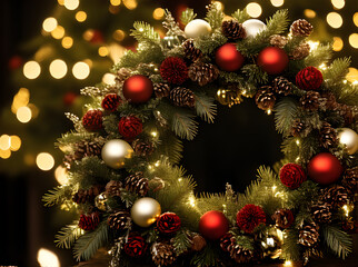 Cozy wreath closeup artificial light duotone detailed