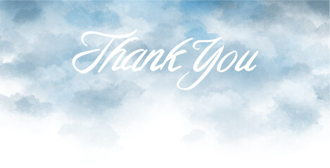 Fototapeta na wymiar Soft blue color minimal Thank You. Online Order, Business Owner, Packaging, Thanks Vector Text. Thank you calligraphy for greeting cards, Hand drawn lettering. Thank you card on blue background. 