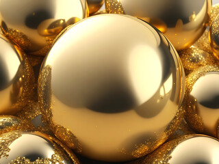 Gold Glitters, Marble, Gold Ball