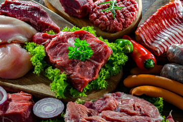 Composition with a variety of meat products