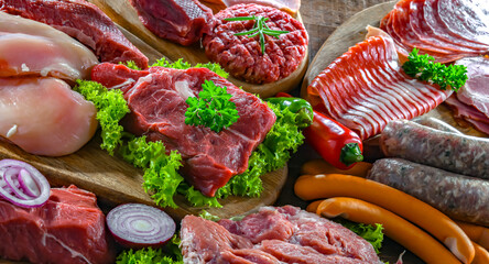 Composition with a variety of meat products