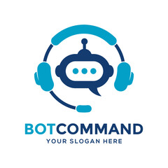 Robot command vector logo template.