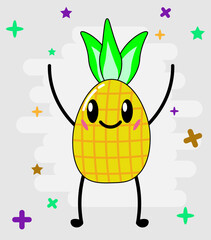 Vector happy pineapple character
