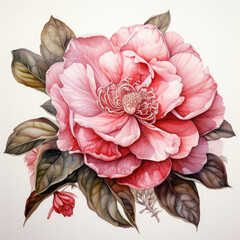 watercolor Camellia clipart, generative ai