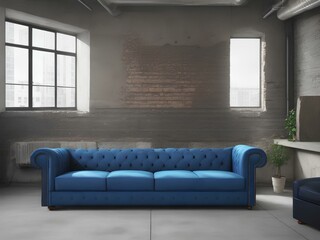 Cozy Living Room with Blue Couch