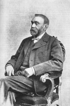 Alfred Bernhard Nobel, 1833 - 1896, Swedish chemist, engineer, inventor, entrepreneur and philanthropist, old vintage illustration.