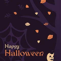 happy halloween pumpkins skull illustration