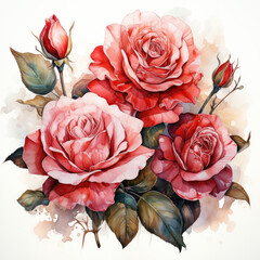 watercolor  rose clipart, generative ai