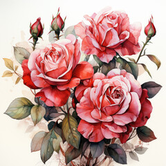watercolor  rose clipart, generative ai