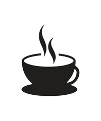 A cup of hot cafe coffee or caffeine drink flat vector icon for food 