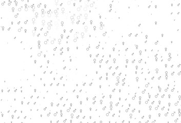 Light silver, gray vector background with gender symbols.