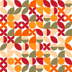 Abstract geometric seamless pattern. Orange and green color block background. Vector modern illustration.