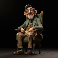 A caricature old grandfather, AI Generative