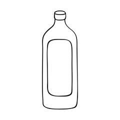 Hand drawn liquor bottle illustration. Alcohol drink clipart in doodle style. Single element for design