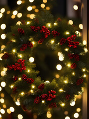 Fototapeta na wymiar cozy wreath long shot artificial light Pantone