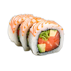 Sushi roll isolated on transparent or white background, png