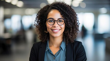 Portrait of a woman human resources manager at a progressive tech startup crafting HR policies - obrazy, fototapety, plakaty