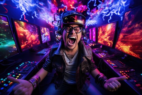 very excited eager computer game influencer, ai tools generated image