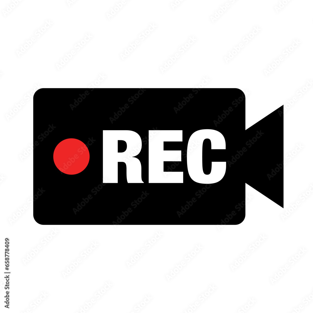 Poster rec record camera icon. vector.