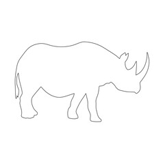 Rhino vector icon. Black silhouette of animal. in vector illustration on a white isolated background design. 
