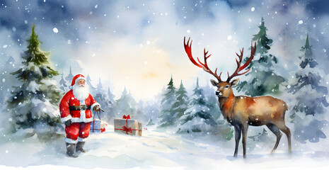 deer in the snow Christmas scene