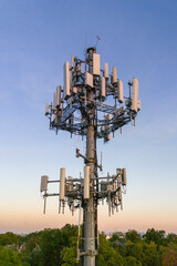 Detail of various telecommunication equipment of a cell tower