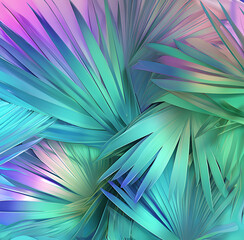 Abstract background of pastel bright colors with palms, futuristic and hologram concept.