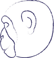 Monkey face hand drawn vector illustration