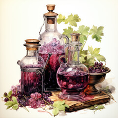 Obraz na płótnie Canvas watercolor alcohol clipart, generative ai