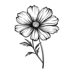 Hand Drawn Sketch Cosmos Flower Illustration
