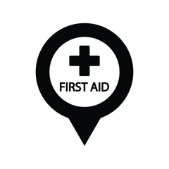 firs aid icon vector map pointer medical help icon 