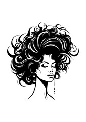 Vector Illustration of a woman with lines drawing for logo,icon, black and white	