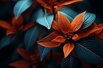 poinsettia, christmas plant close-up, 3d render