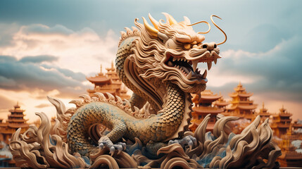Obraz premium Dragon Dance under the 2024 Chinese New Year Sky