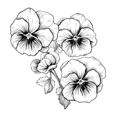 Hand Drawn Sketch Pansy Flower Illustration