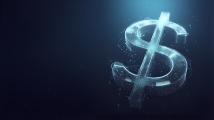 3D render dollar symbol, economy currency icon over flat background wallpaper