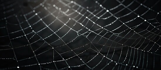 Naklejka premium Zoomed in view of spider s web With copyspace for text