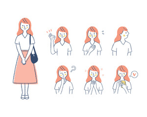 女性の表情_f1　バリエーションセット