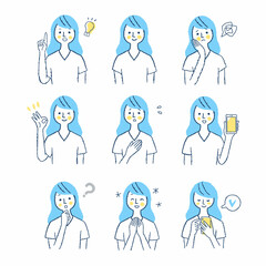 女性の表情　バリエーションセット