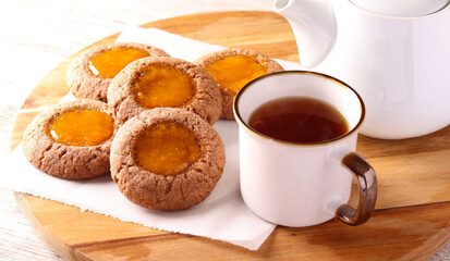 chocolate jelly thumbprint cookies