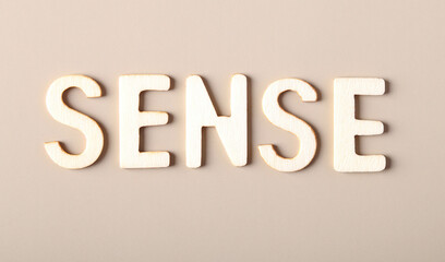 Sense - written with wooden letters