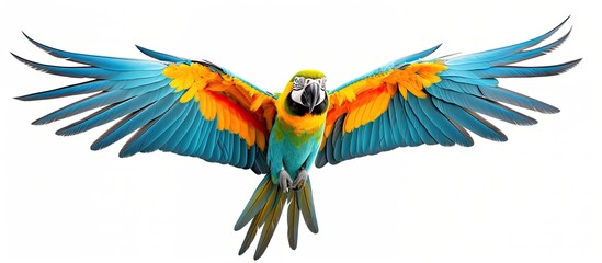 Obraz premium Macaw parrot flying in isolation with vibrant colors