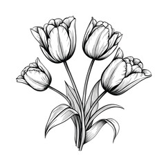 Hand Drawn Sketch Tulip Flower Illustration
