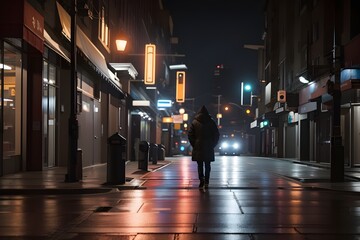 Fototapeta premium Midnight Solitude A Walk in the Unknown - Generative AI Edition