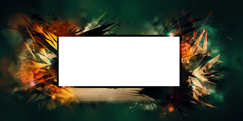 modern abstract background wallpaper with transparent placeholder frame for mock ups advertising, green orange and red colors
