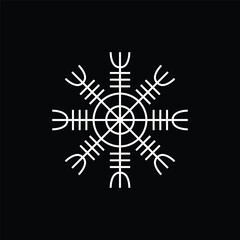 Fototapeta na wymiar Helm of Awe, Aegishjalmur, is the name of an Icelandic occult symbol and magical stave, in Norse mythology. Used as a part of a Christian magic ritual, and worn as a sign, to overcome an enemy in war.